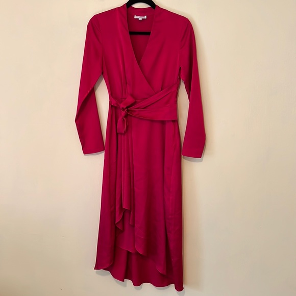 Equipment Dresses Equipment Red Tie Dress With Assymetrical Skirt Poshmark